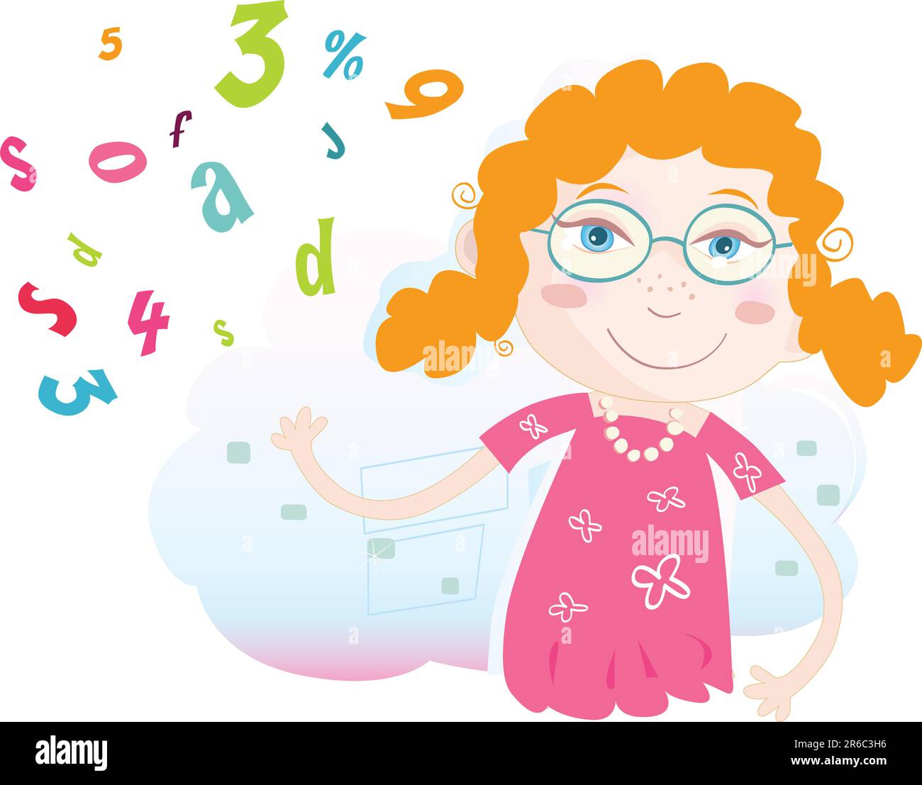 Language lesson in school. Art vector Illustration. See similar pictures in my portfolio! Stock Vector