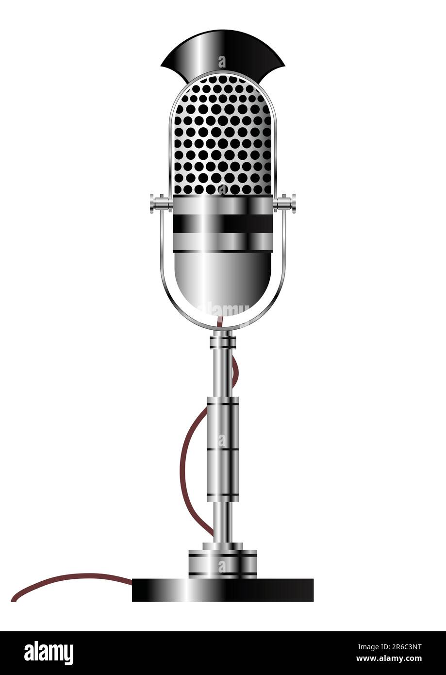 Vintage radio microphone isolated over white background Stock Vector