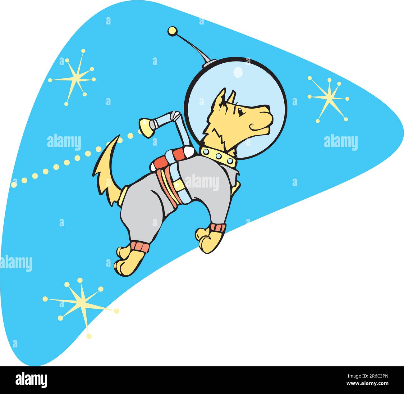 Retro Space Dog with a jet pack. Stock Vector