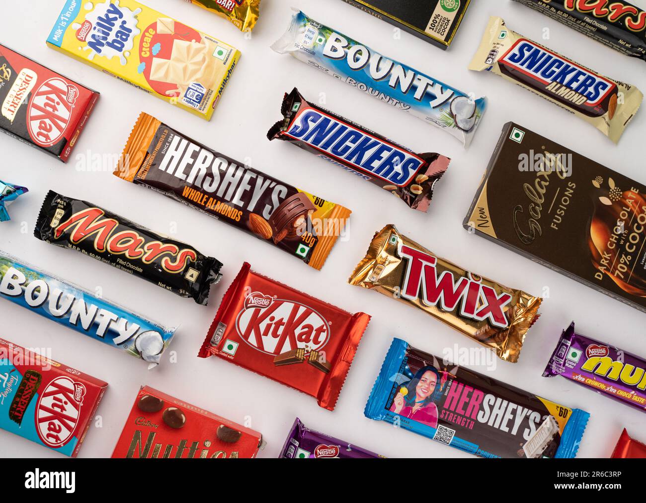 West Bangal, India May 20, 2023 Different Chocolates isolated on