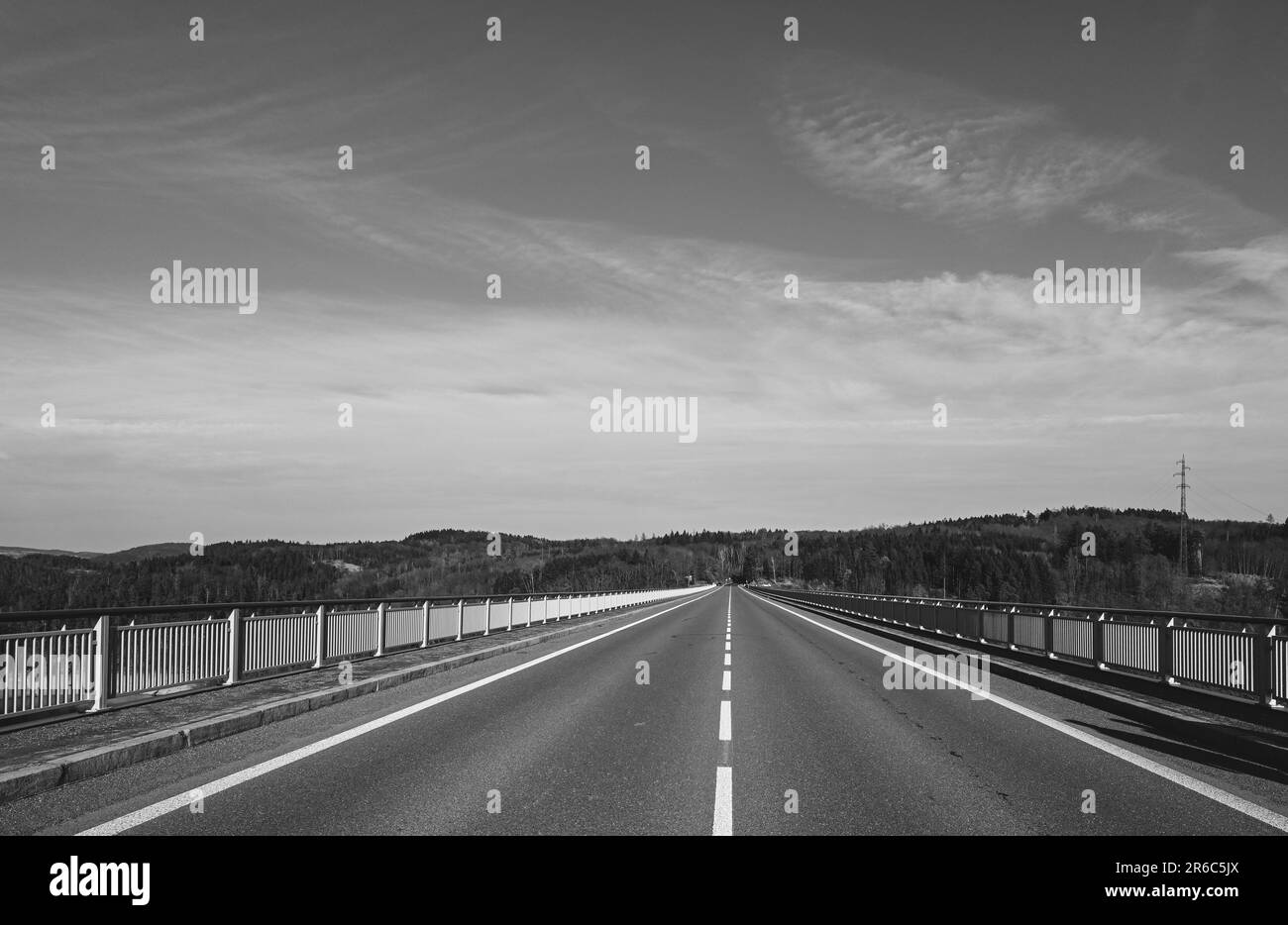 Huge bridge across the lake, Landscape, Nature Stock Photo