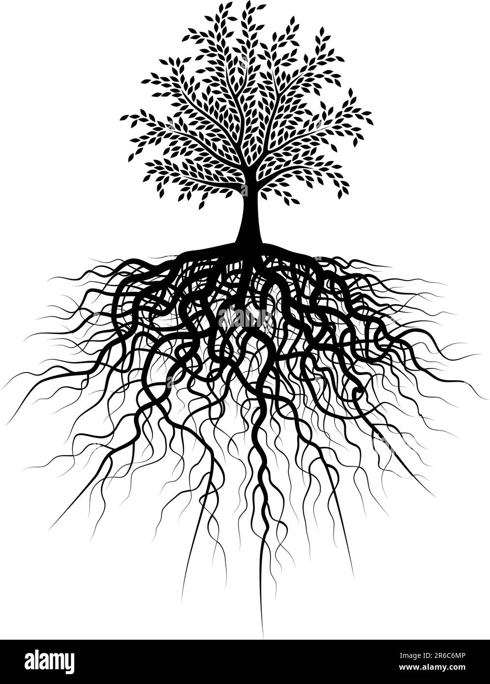 Editable vector illustration of a tree and its roots Stock Vector