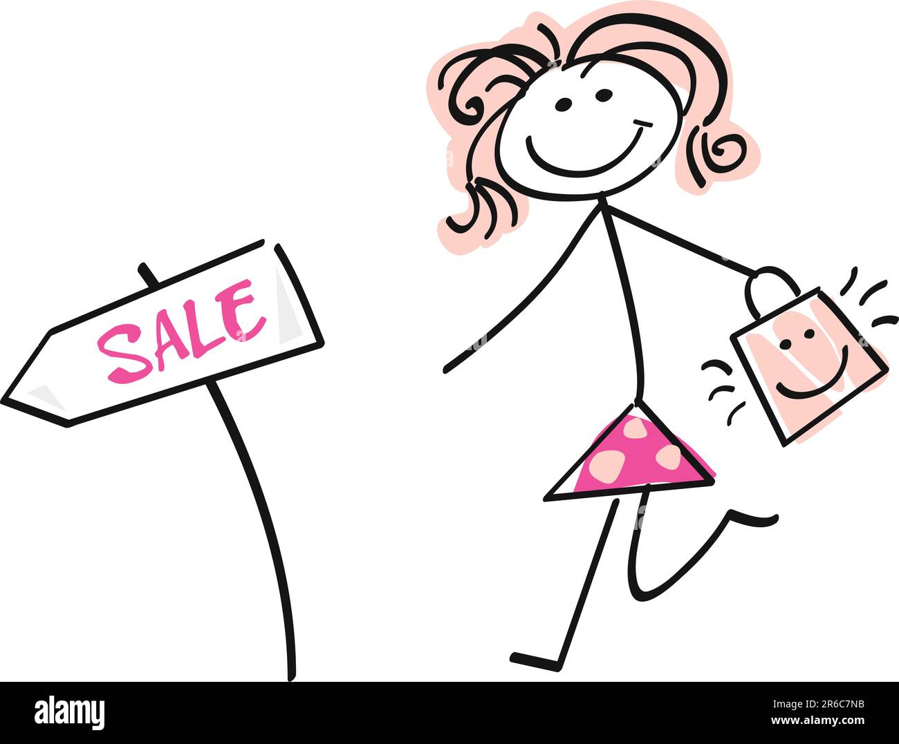 Loving sale! Doodle vector character. Stock Vector