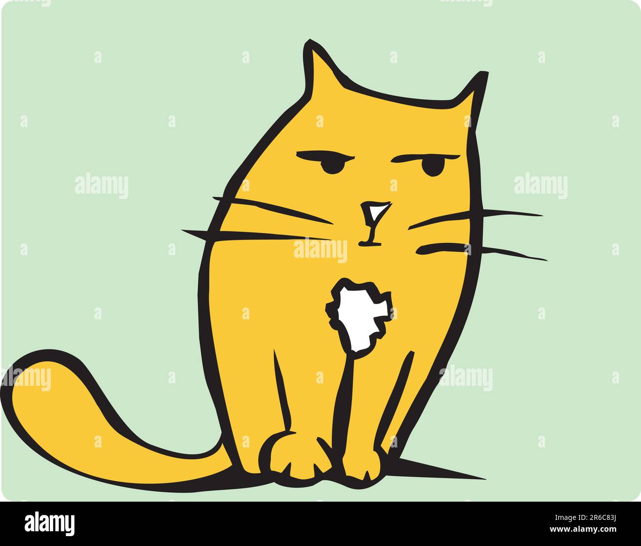 Simple image of an orange cat sitting and brooding. Add word balloons or use as spot illustration. Stock Vector