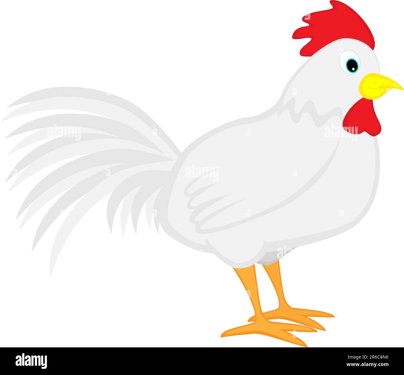Illustration of a Cute White Cartoon Rooster Stock Vector Image & Art ...