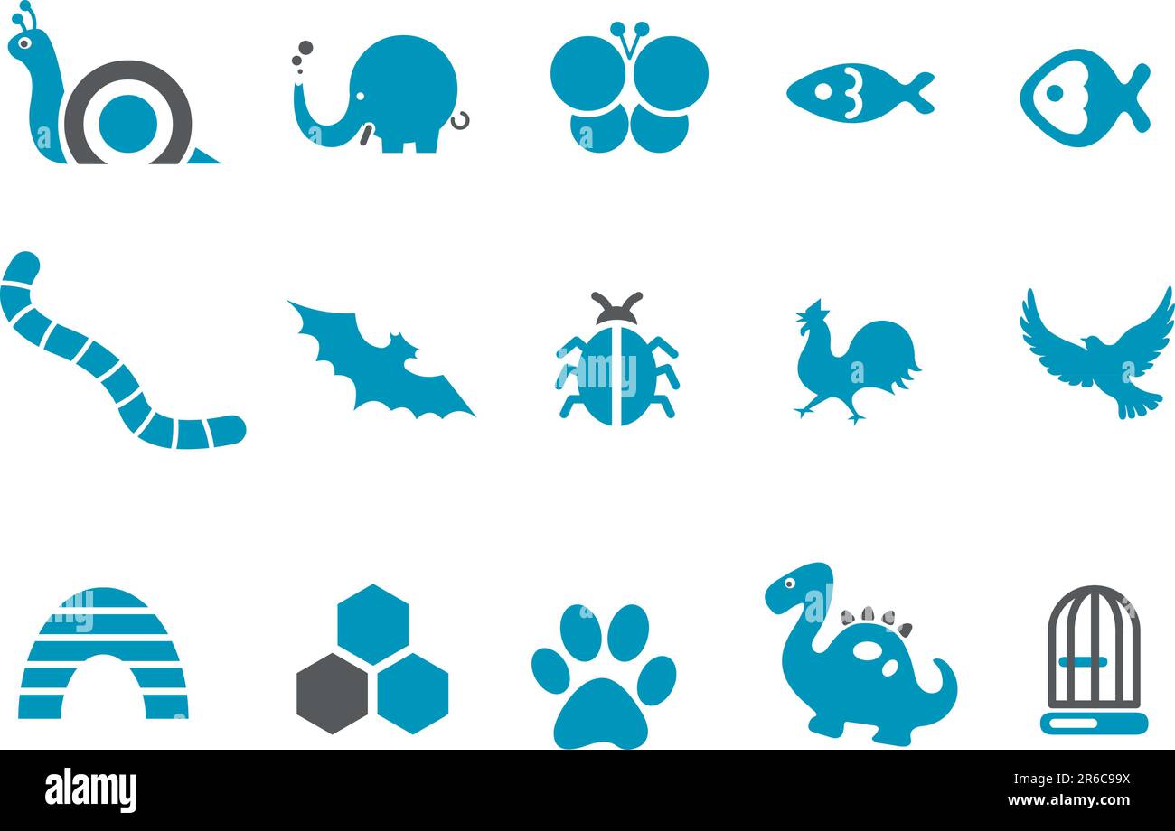 Vector icons pack - Blue Series, animals collection Stock Vector Image ...