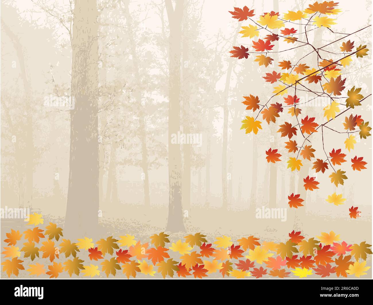 Autumn Leaves and forest - vector illustration Stock Vector Image & Art ...