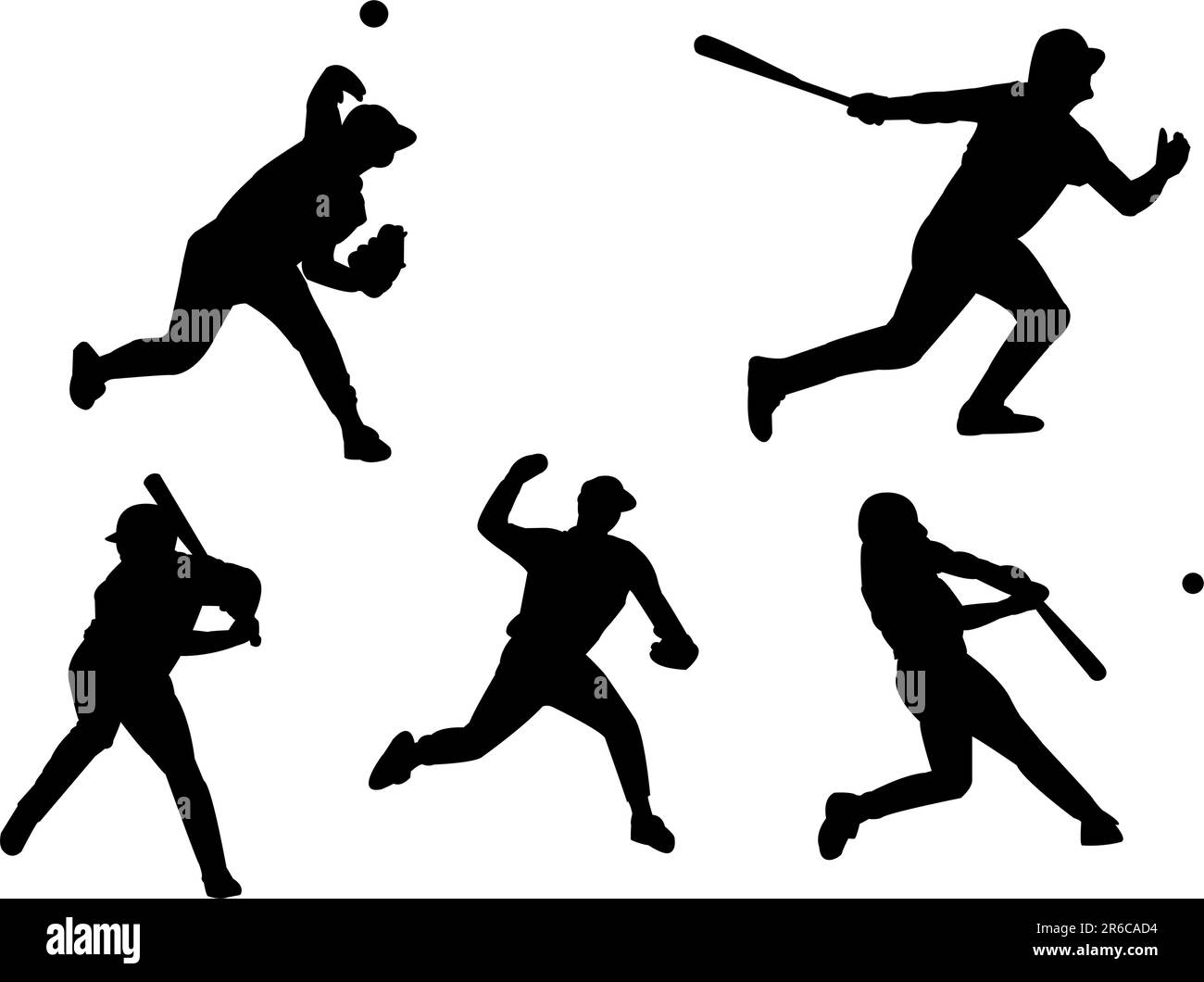 baseball silhouettes , can be used separately Stock Vector Image & Art ...
