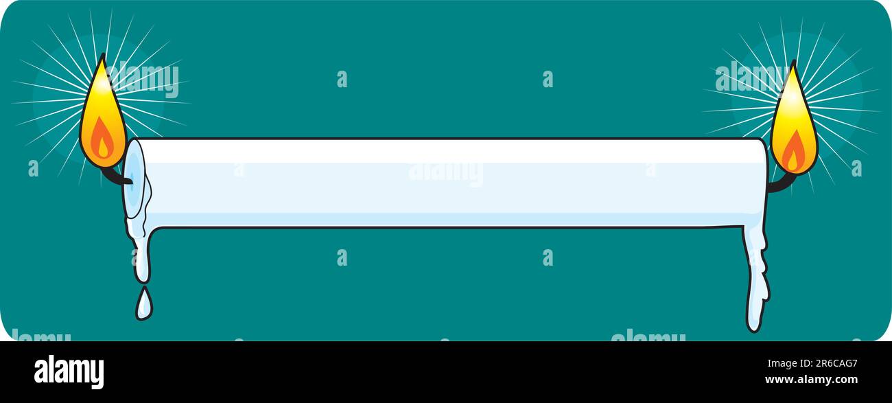 A candle with both ends lit on a blue background Stock Vector Image