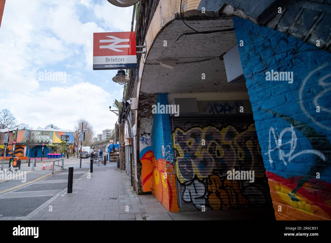 LONDON, MARCH 2023 Brixton Station Road in central Brixton, south west
