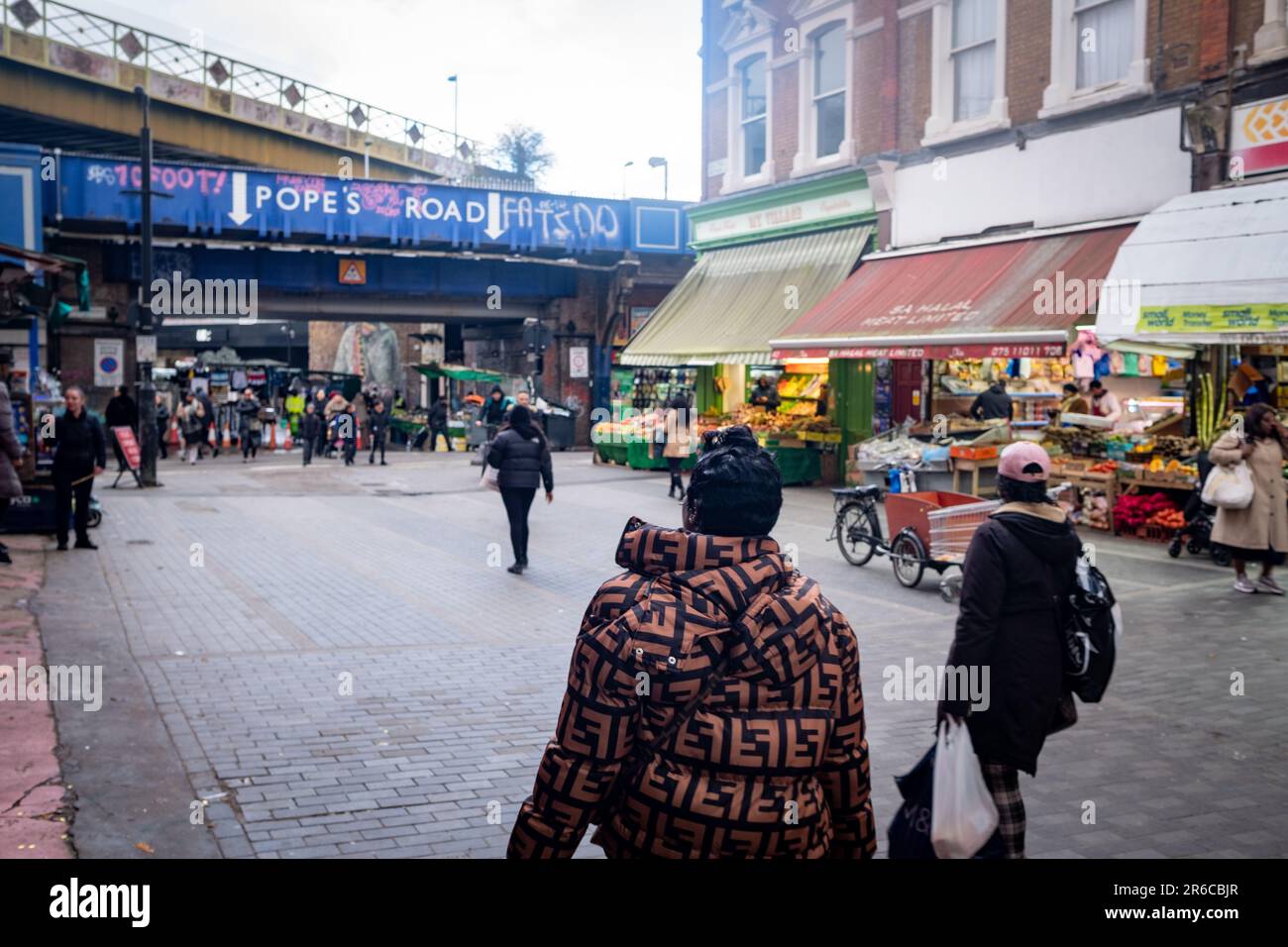LONDON, MARCH 2023: Electric Avenue in Brixton, south west London- and famous street with market and independent shops- part of Brixton Village Stock Photo