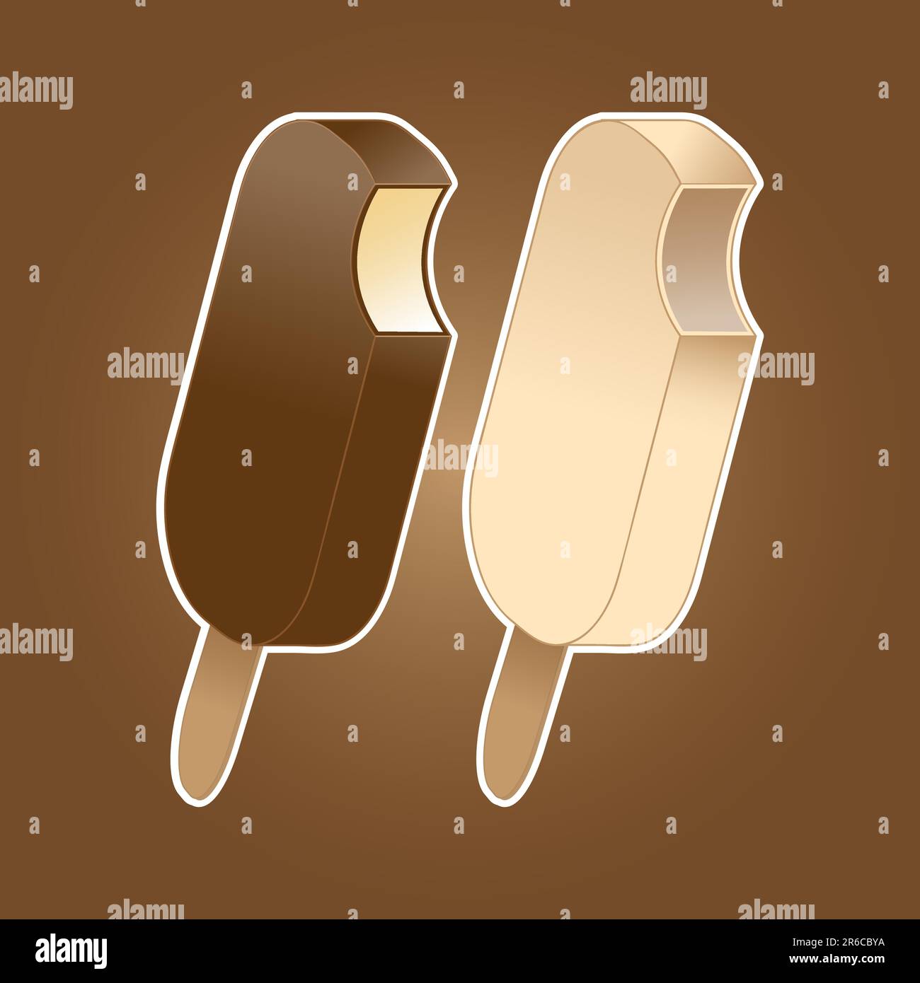 Delicious icecream bar illustrations, isolated in a chocolatecolored