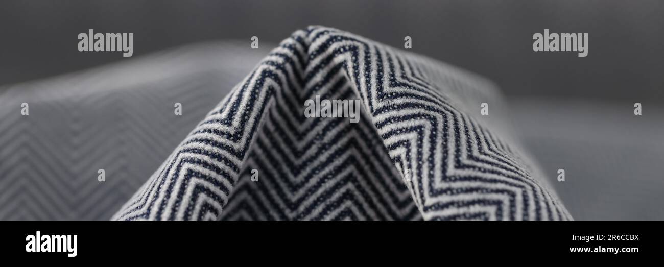 Stylish black and grey herringbone fabric texture background Stock Photo