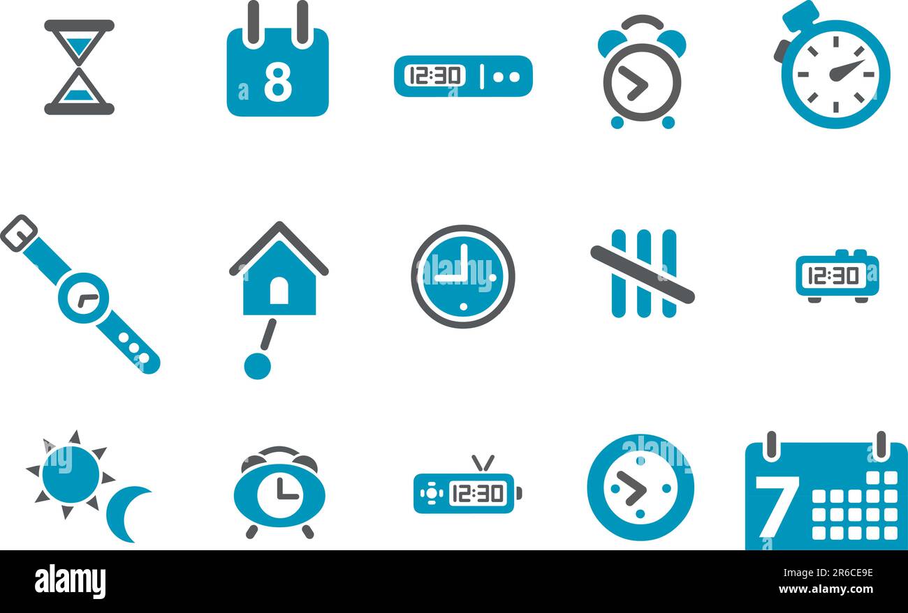 Vector icons pack - Blue Series, time collection Stock Vector