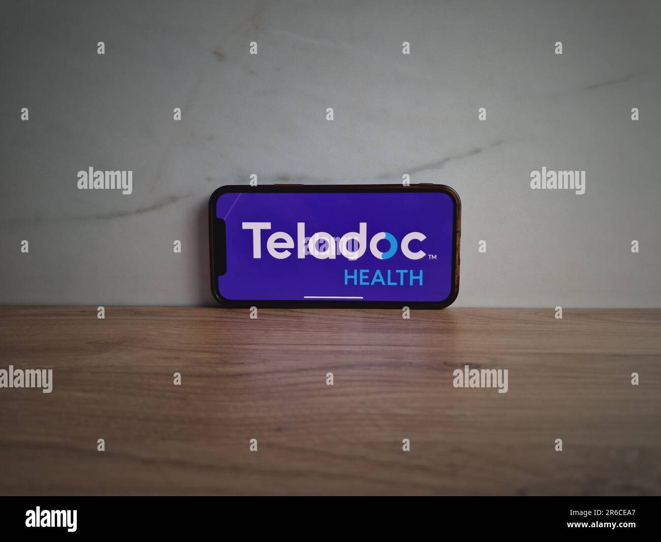 Konskie, Poland - June 08, 2023: Teladoc Health healthcare company logo displayed on mobile phone screen Stock Photo