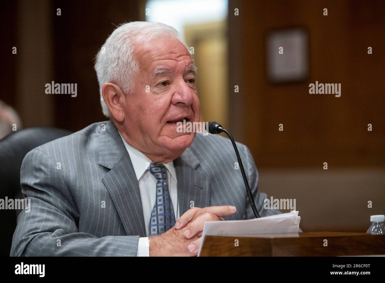 Washington, United States Of America. 08th June, 2023. Nick Rahall, Board Member, Public Buildings Reform Board, appears before a Senate Committee on Homeland Security and Governmental Affairs hearing to examine FASTA implementation and optimizing the efficient use of federal property, in the Dirksen Senate Office Building in Washington, DC, Thursday, June 8, 2023. Credit: Rod Lamkey/CNP/Sipa USA Credit: Sipa USA/Alamy Live News Stock Photo