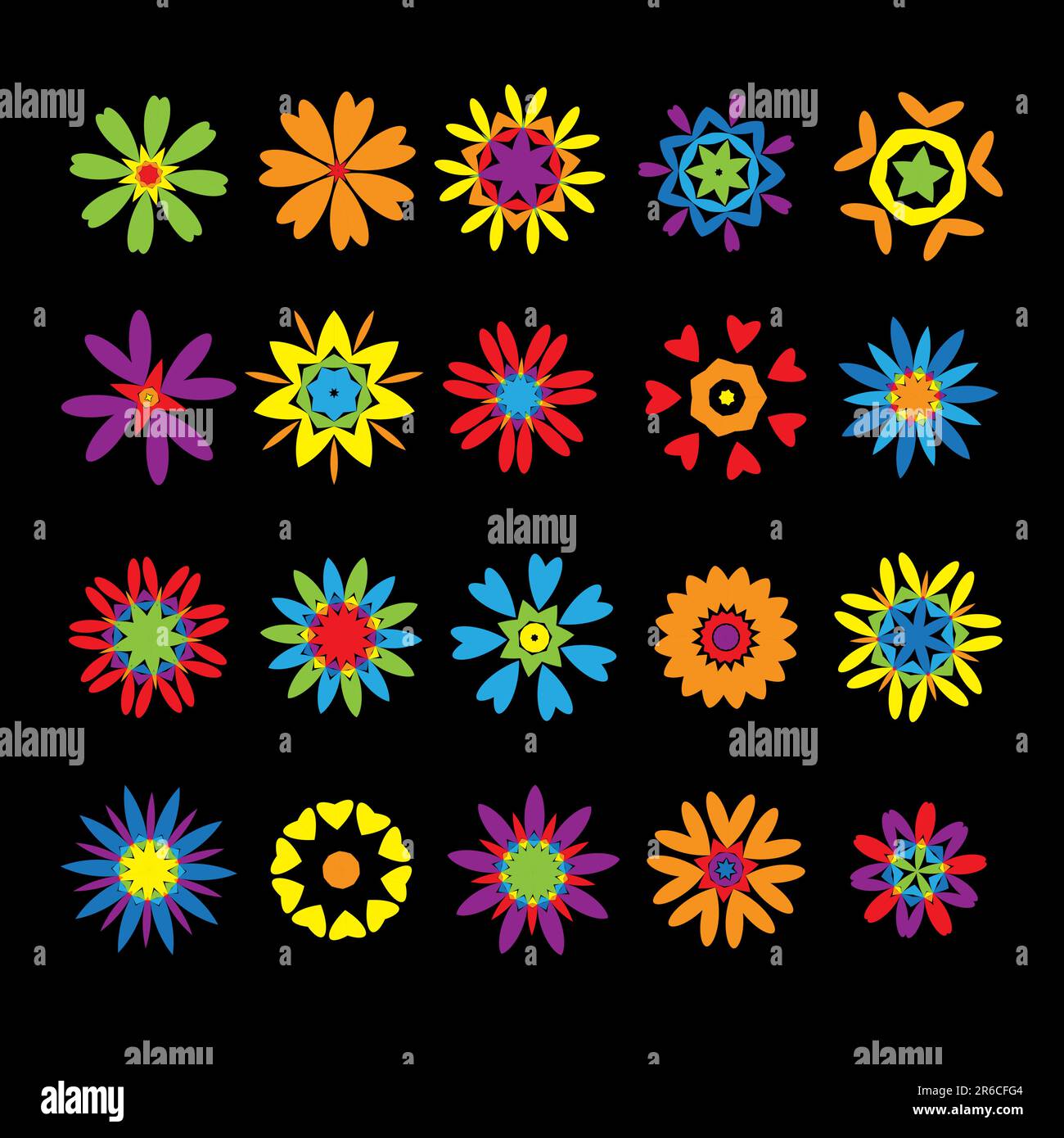 Set of design elements, flowers Stock Vector