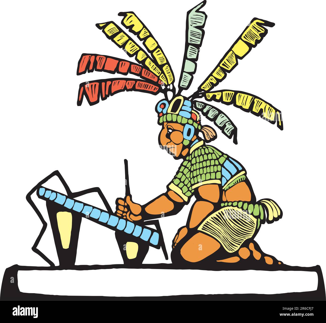 Maya Rabbit Scribe Mayan Scribe designed after Mesoamerican Pottery and Temple Images ...