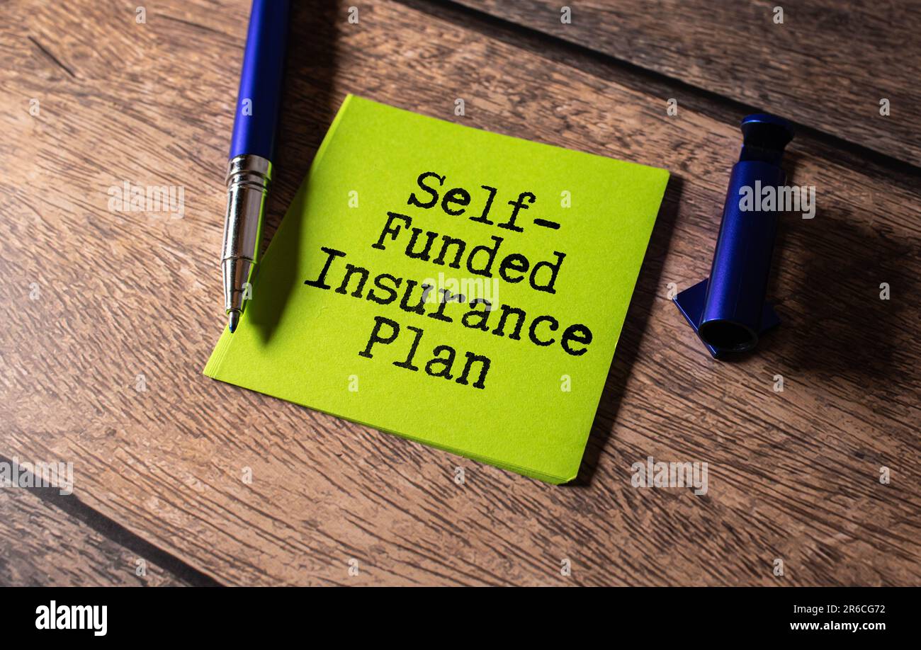 Self Funded Insurance text quote on card, concept background Stock Photo