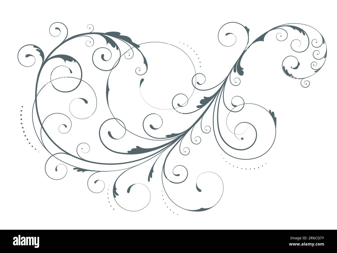 Vector illustration of swirling flourishes decorative floral element ...