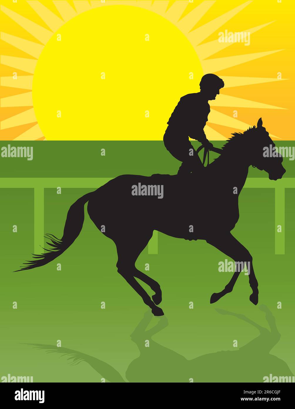 Silhouette of a jockey exercising his horse Stock Vector