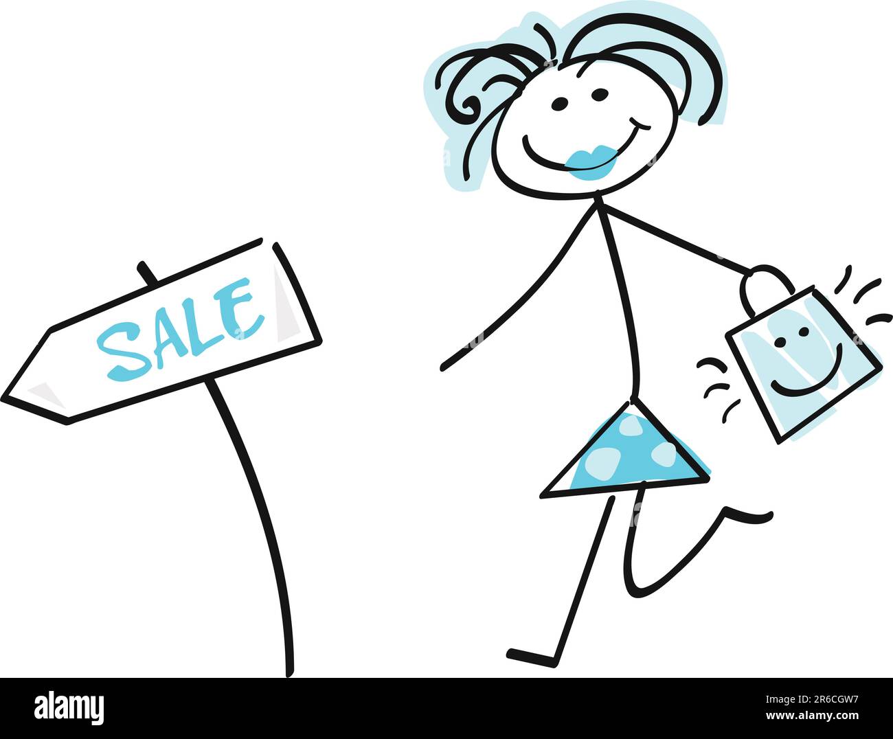 Loving sale! Doodle vector character. Stock Vector