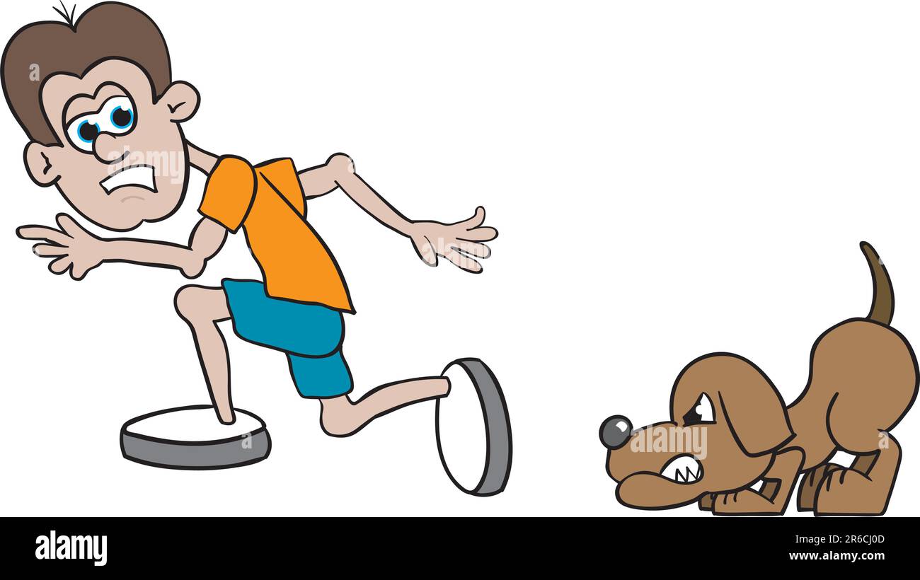 Illustration of a man running from a dog Stock Vector Image & Art Alamy