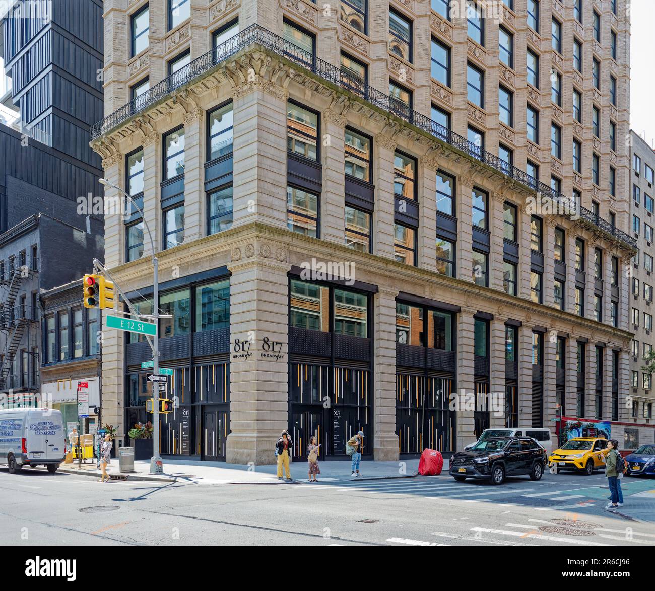 817 Broadway is a NYC-designated landmark office building at the eastern edge of Greenwich Village, built in 1898 to plans of George B. Post. Stock Photo