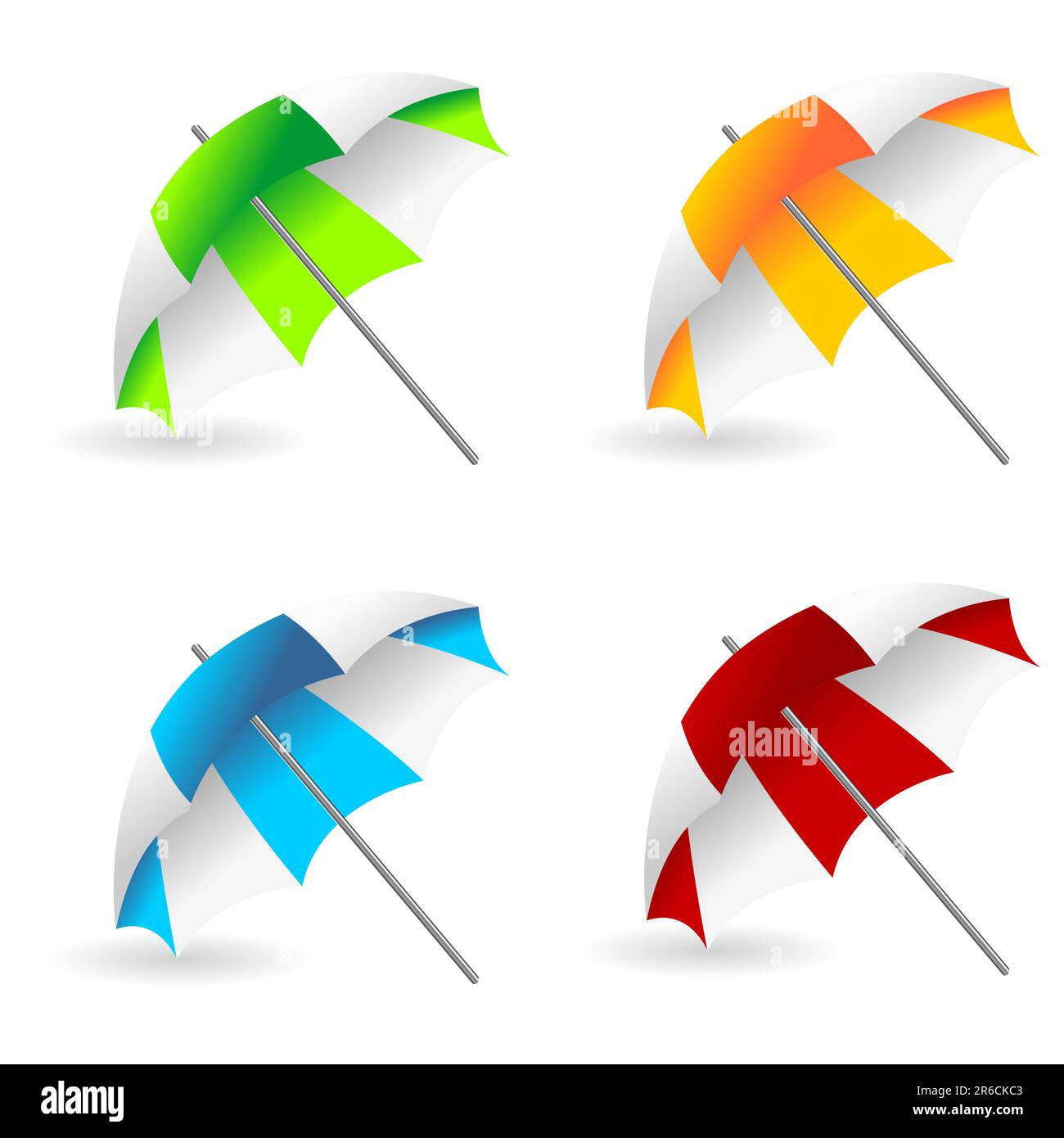 Beach umbrellas with different colors over white Stock Vector Image