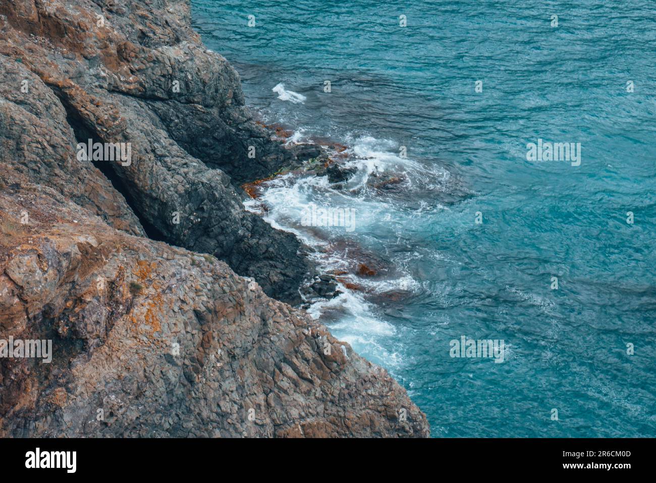 Aerial view of ocean waves and fantastic Rocky coast Stock Photo - Alamy