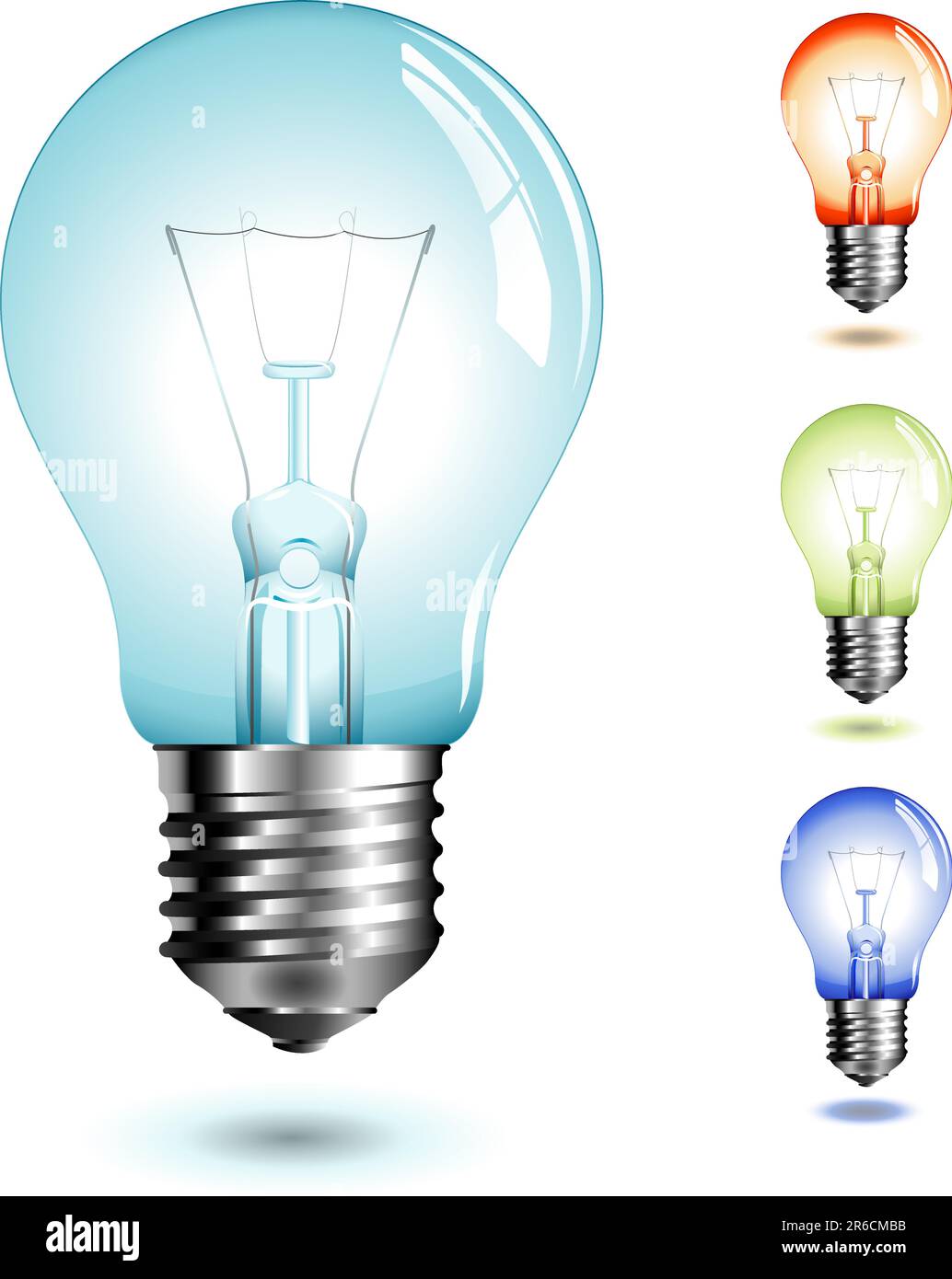 realistic vector-illustration of a lightbulb in different color-versions Stock Vector