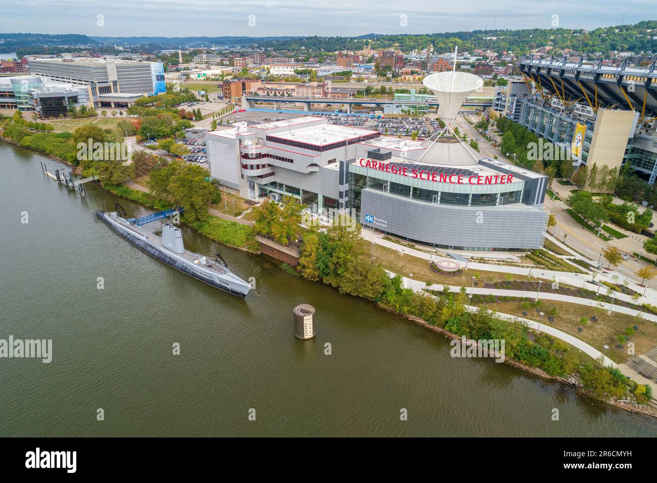 Carnegie Science Center in Pittsburgh, Pennsylvania. Museum and research center offers science related exhibits, a planetarium, live shows and kids pr Stock Photo