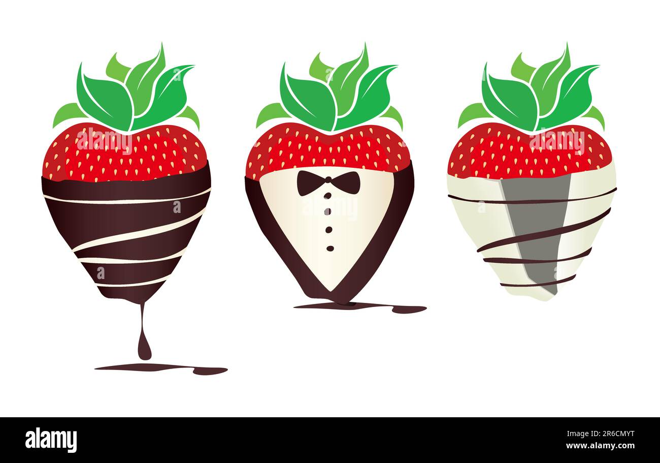 Delicious chocolatecovered Strawberry Icons Stock Vector Image & Art Alamy
