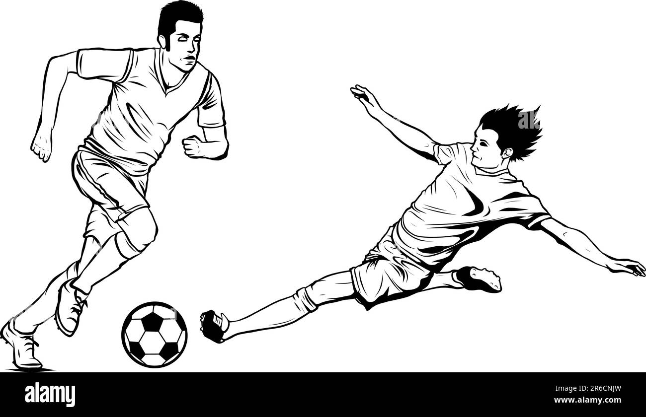 football Soccer player kicking ball. Vector illustration Stock Vector