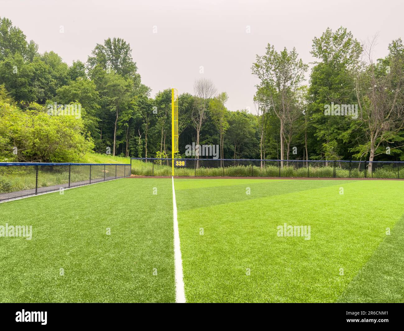 Synthetic turf baseball field with alternating green panels Stock Photo