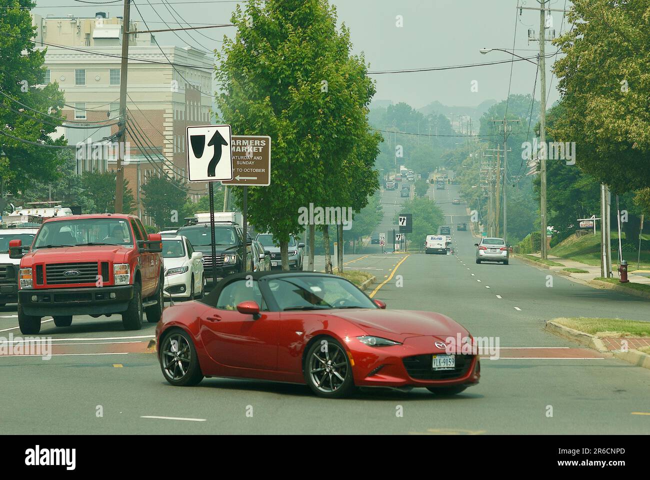 Fairfax, Virginia, USA June 8, 2023 A smokey haze envelopes Historic