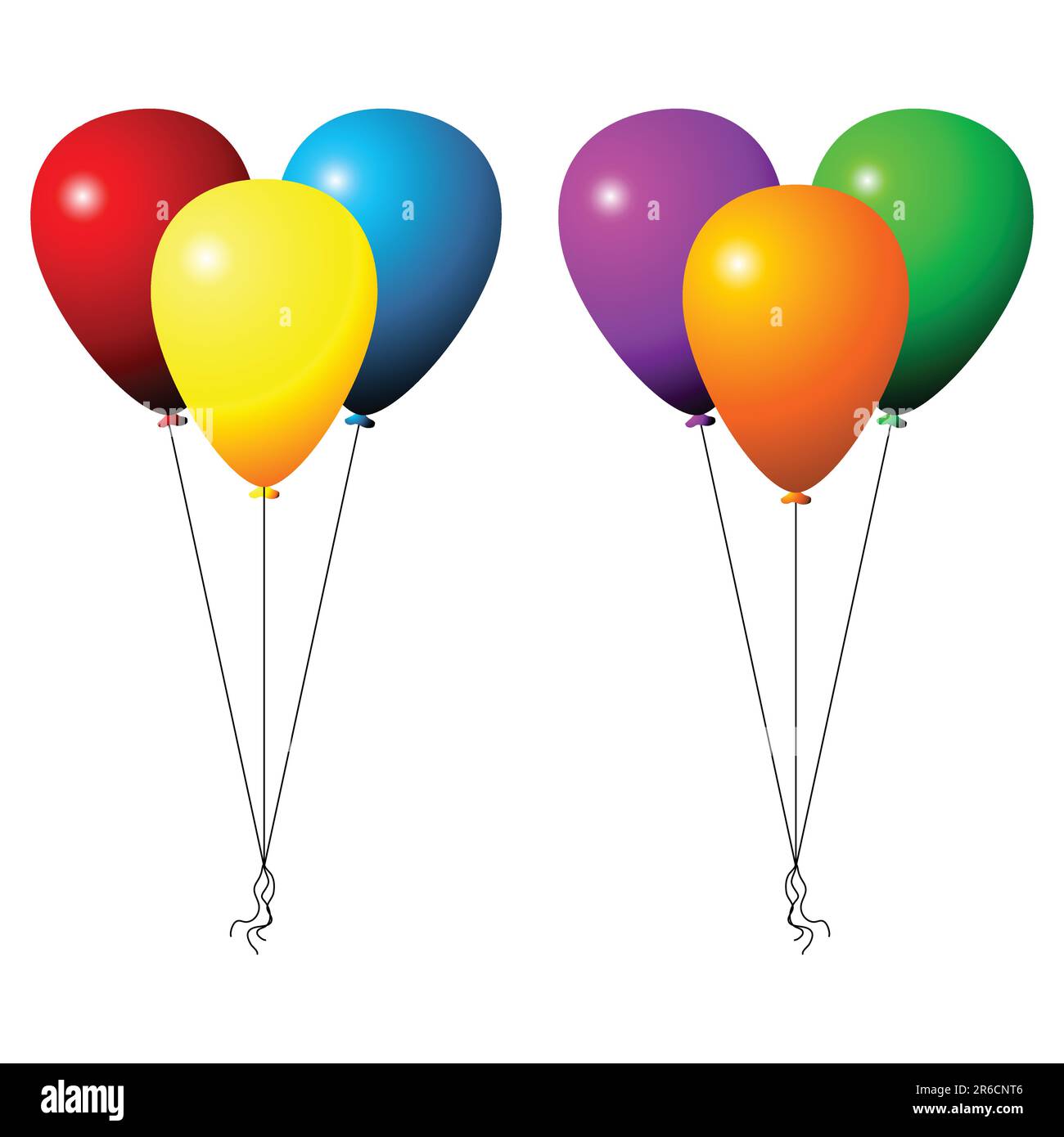 Two sets of party balloons isolated over white background Stock Vector