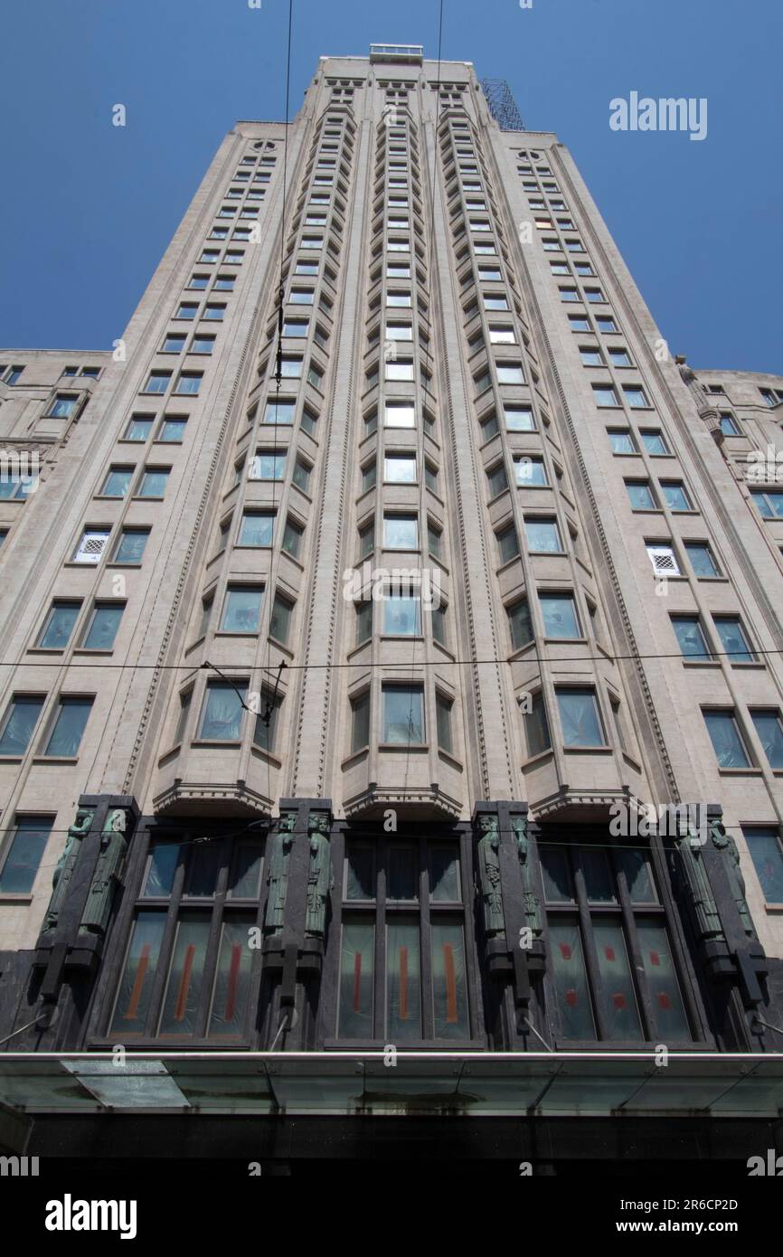 The Boerentoren - KCB tower - a historic Art Deco high-rise building in Antwerp Belgium Stock Photo