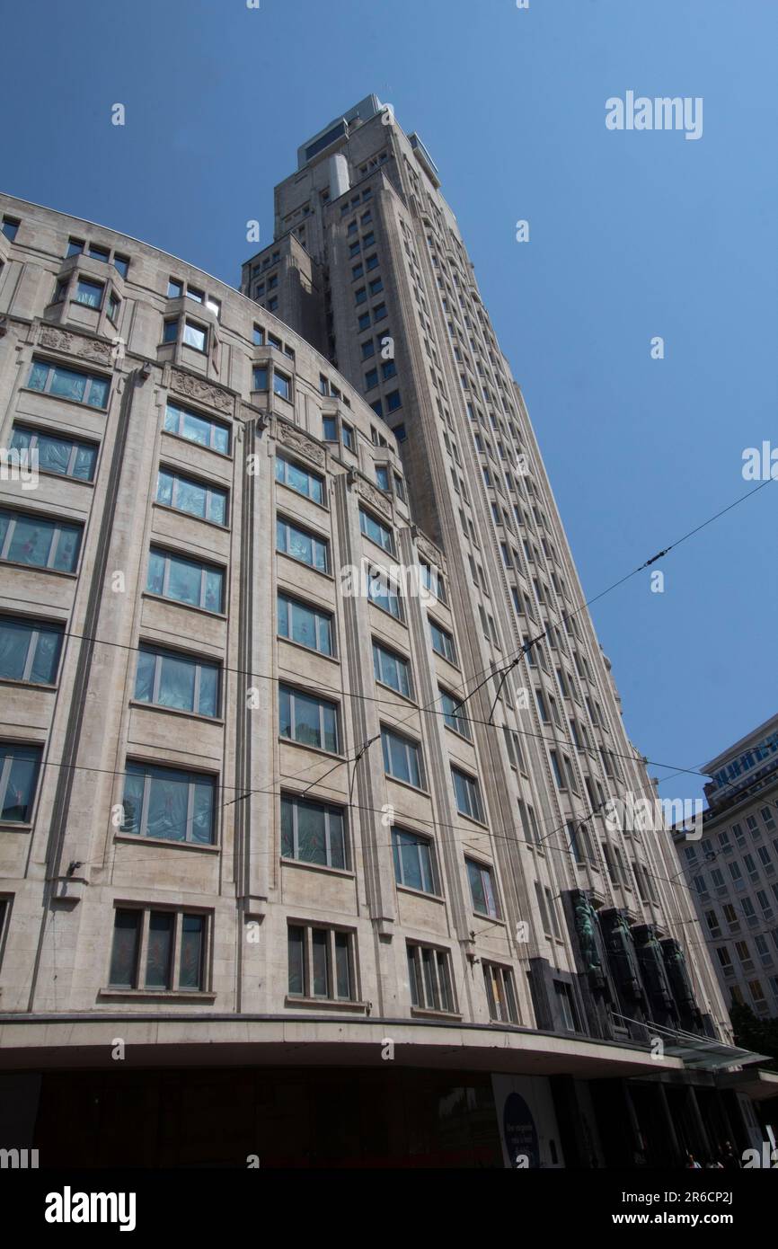 The Boerentoren - KCB tower - a historic Art Deco high-rise building in Antwerp Belgium Stock Photo