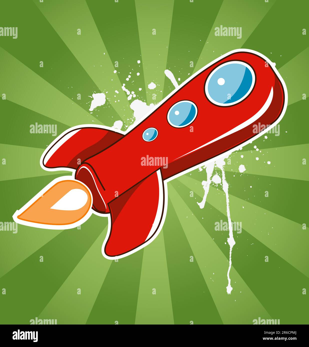 vector illustration of flying the red rocket Stock Vector Image & Art