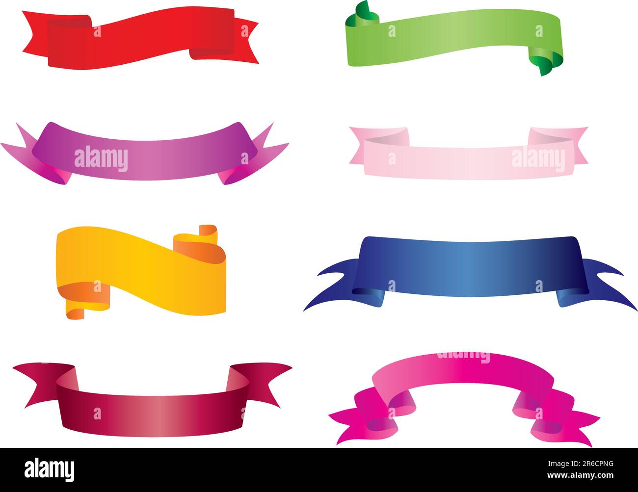 banners set: 8 colors and 8 styles in one file. Fully editable, easy color change Stock Vector