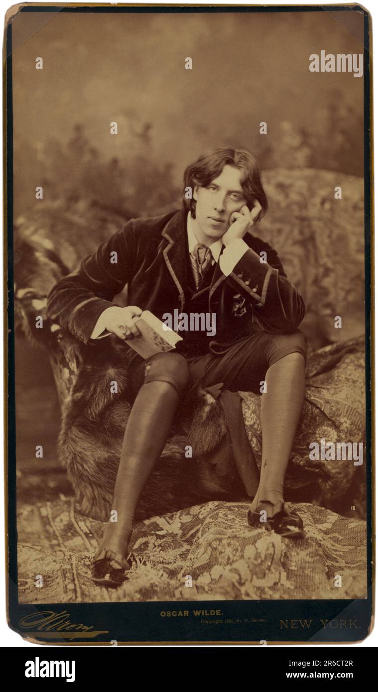 Oscar Wilde (1854-1900), Irish Poet and Playwright, seated portrait, hand-to-cheek, Napoleon Sarony, 1882 Stock Photo