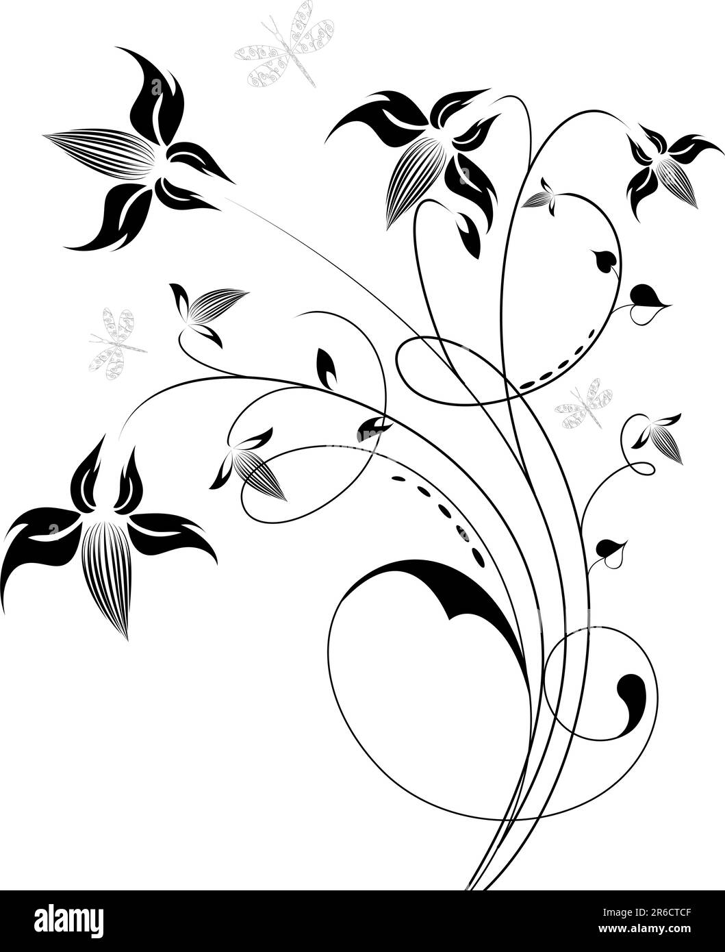 Decorative flowers, isolated on white background, vector illustration