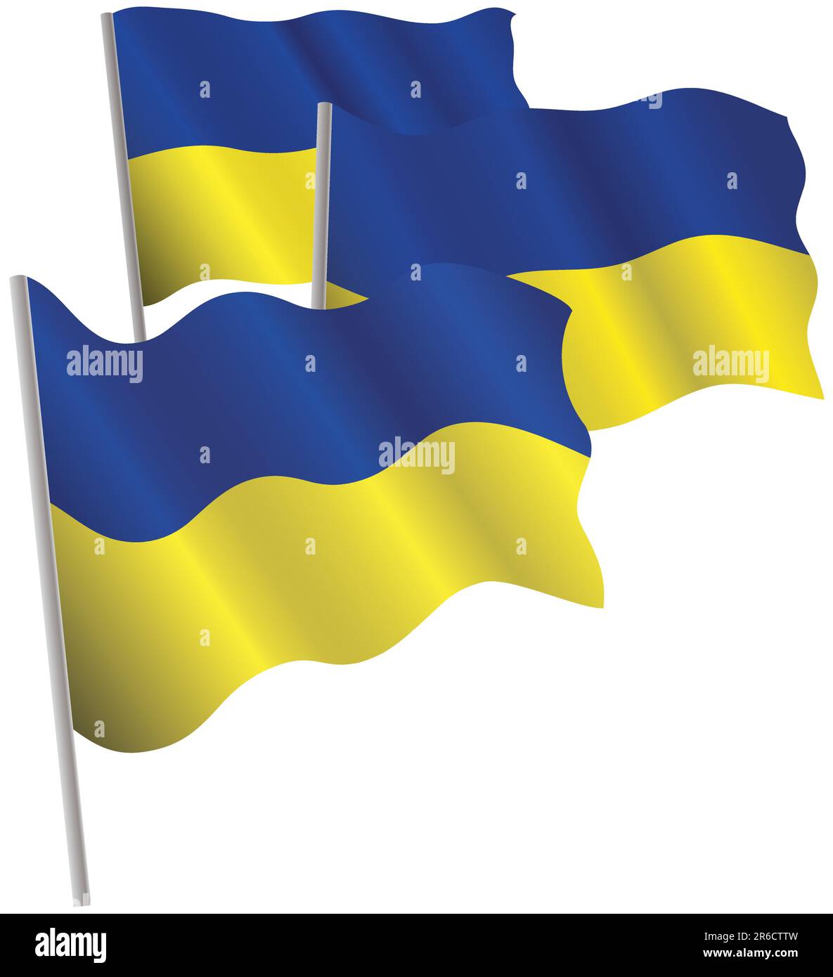 Ukraine 3d flag. Vector illustration. Isolated on white. Stock Vector