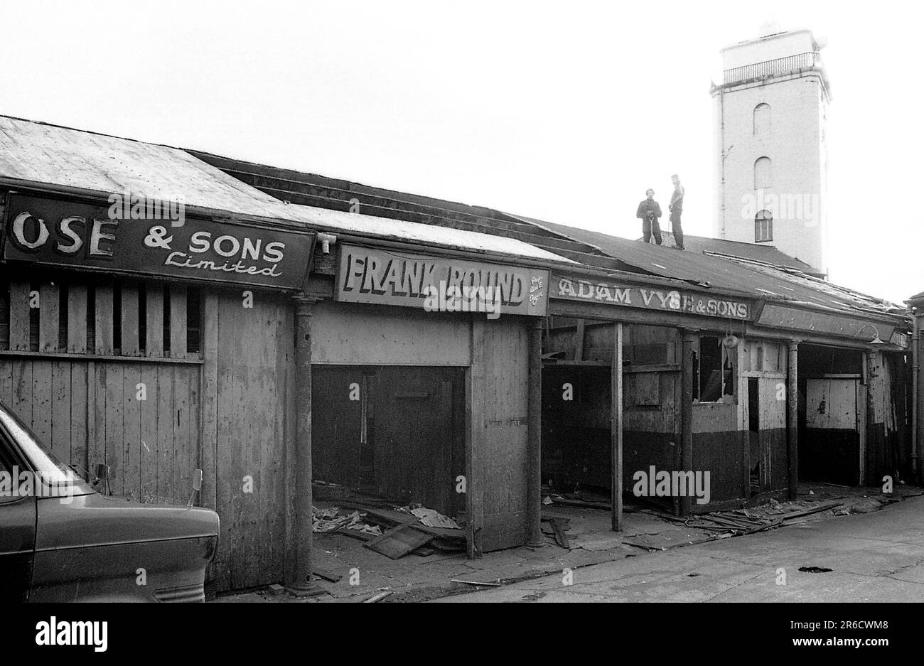 Demolishing the old fish quay at North Shields 1970s Stock Photo Alamy