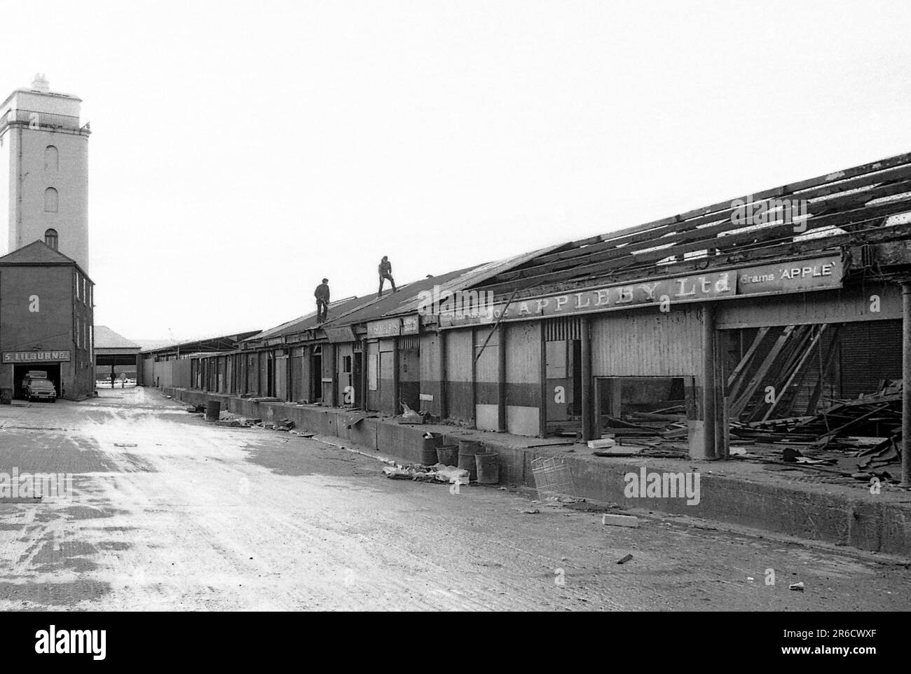 Demolishing the old fish quay at North Shields 1970s Stock Photo Alamy