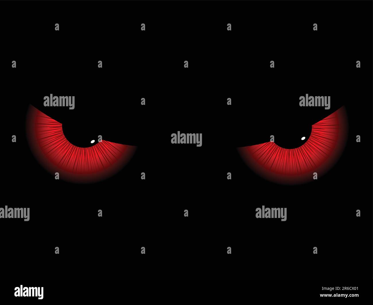 Red evil eyes on a black background Stock Vector