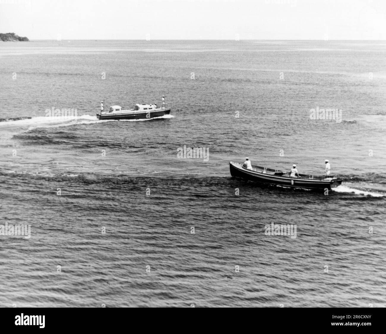 Seaboats from HMS Bulwark Commando Carrier in Aden waters  1967 Stock Photo