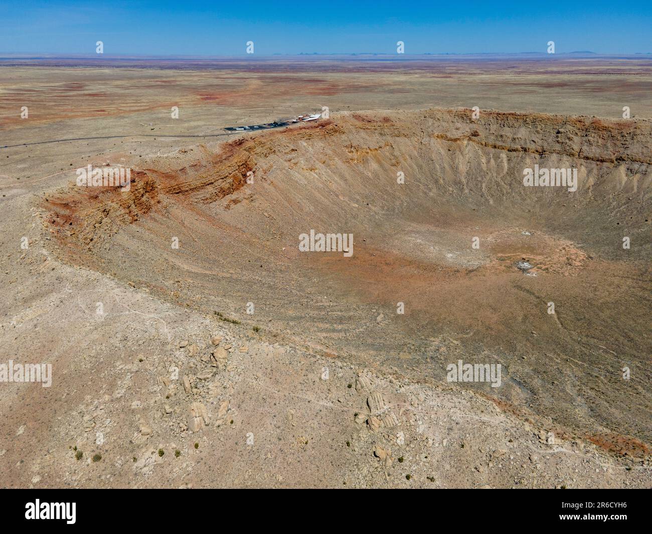 Aerial photograph of Meteor Crater, near Winslow, Arizona, USA. Stock Photo