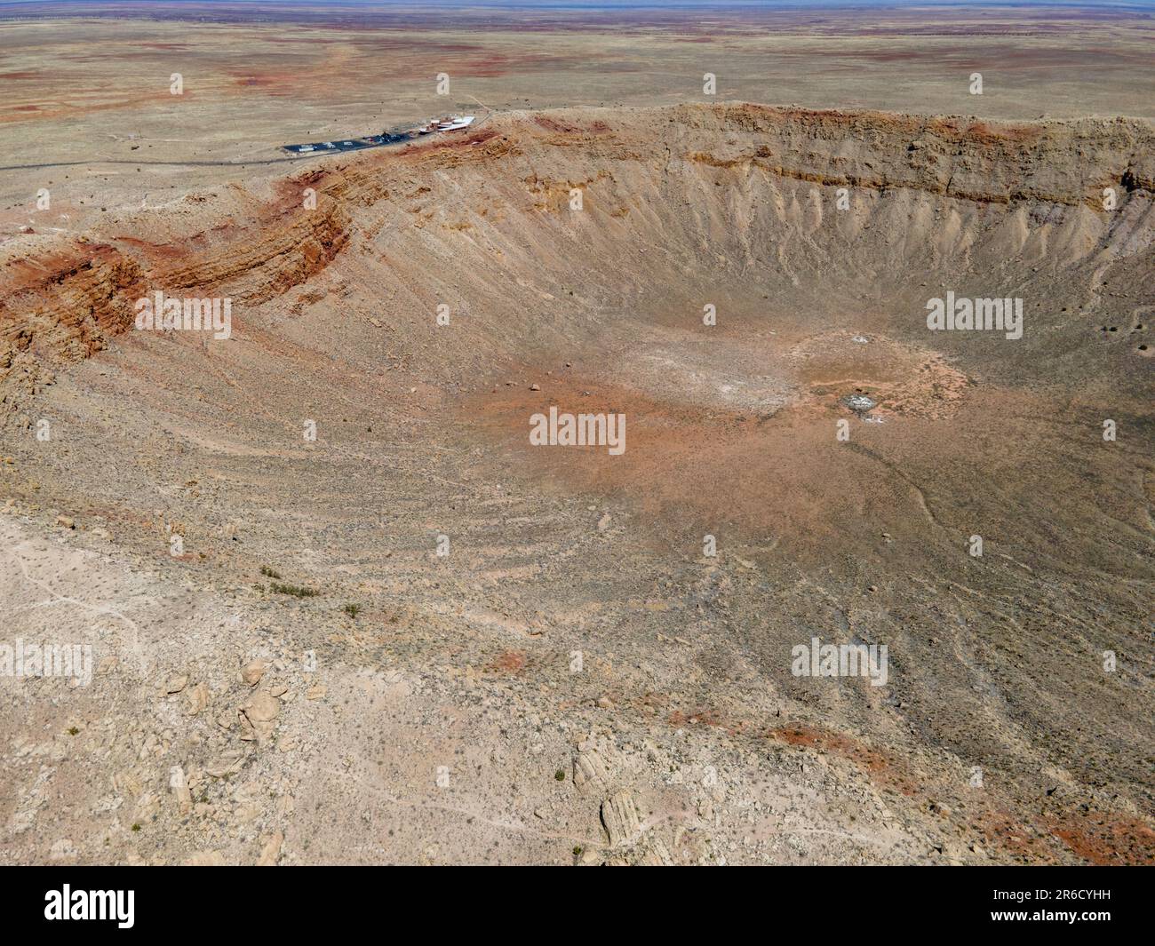 Aerial photograph of Meteor Crater, near Winslow, Arizona, USA. Stock Photo